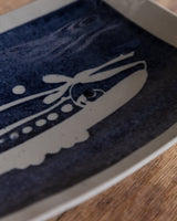 Studio Pottery Footed Cobalt Fish Tray, Signed, 1960's - Lone Fox