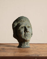Studio Pottery Green Head Bust Statue, 1970's - Lone Fox