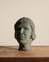 Studio Pottery Green Head Bust Statue, 1970's - Lone Fox