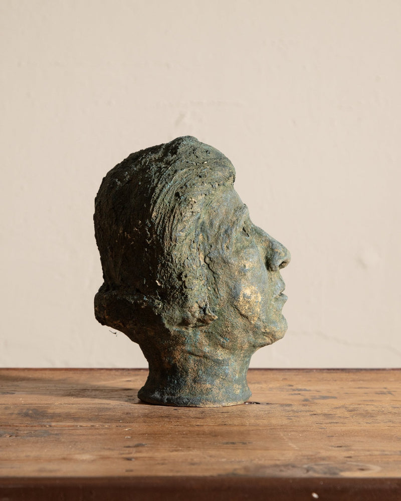 Studio Pottery Green Head Bust Statue, 1970's - Lone Fox