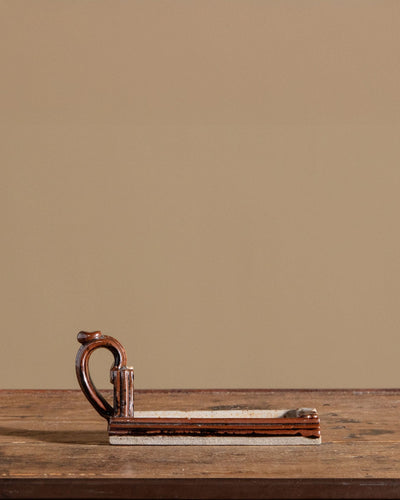 Studio Pottery Handled Butter Holder, Signed - Lone Fox