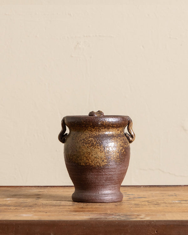 Studio Pottery Lidded Urn Style Vase, Signed - Lone Fox