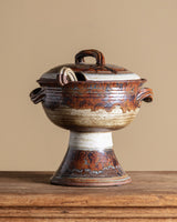 Studio Pottery Pedestal Soup Tureen with Ladle, 1970's - Lone Fox