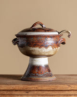 Studio Pottery Pedestal Soup Tureen with Ladle, 1970's - Lone Fox