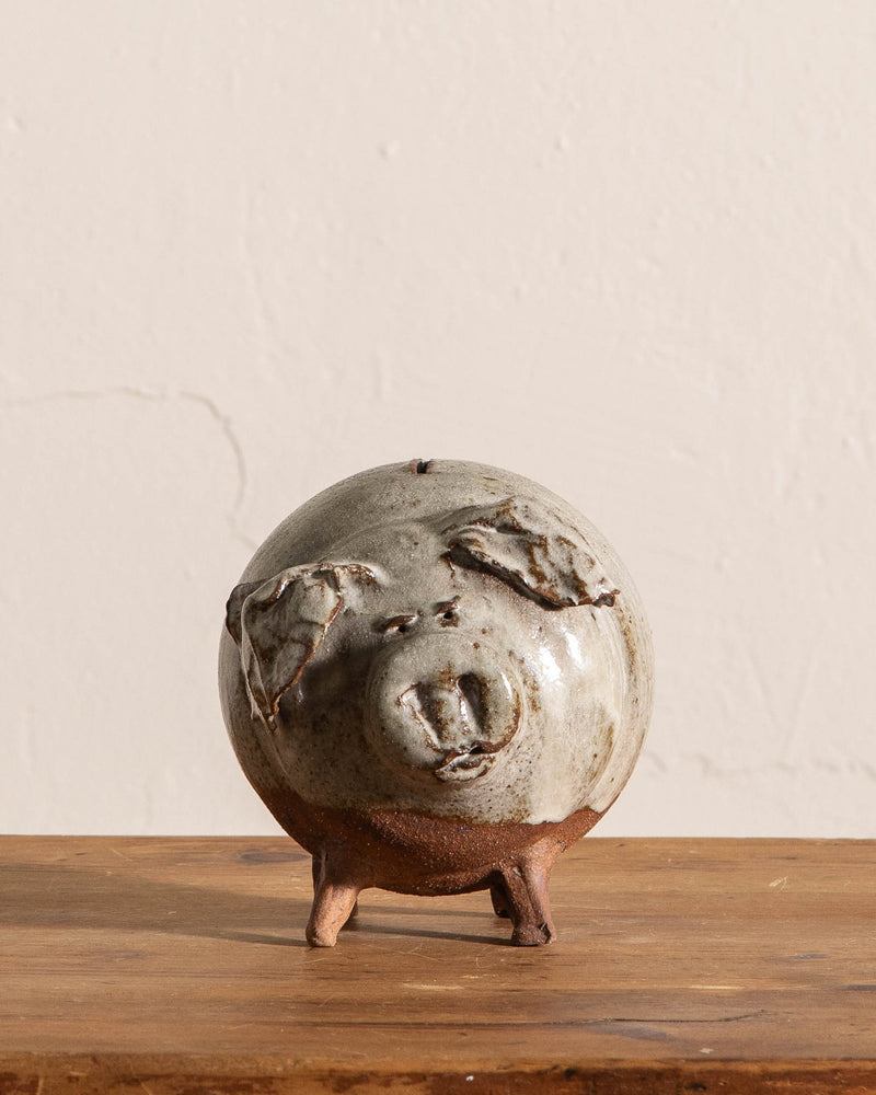 Studio Pottery Piggy Bank, Signed - Lone Fox