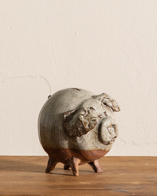 Studio Pottery Piggy Bank, Signed - Lone Fox