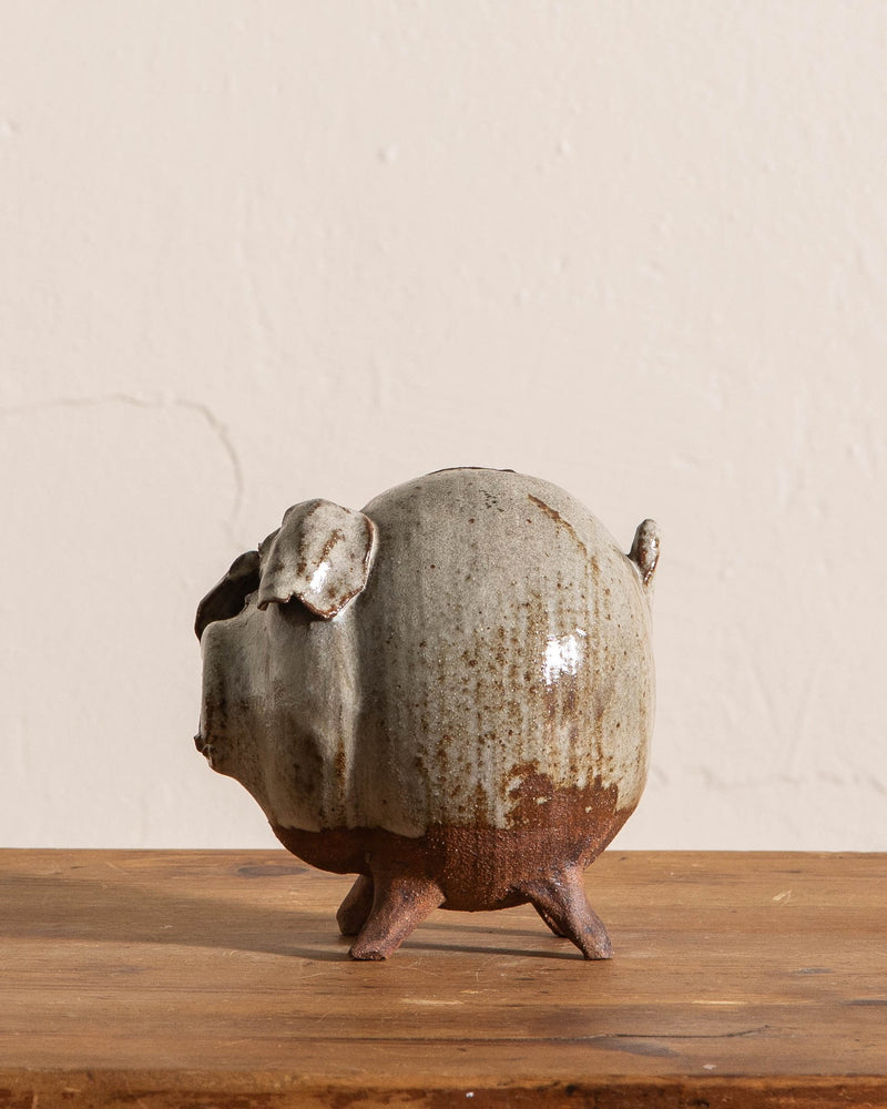 Studio Pottery Piggy Bank, Signed - Lone Fox