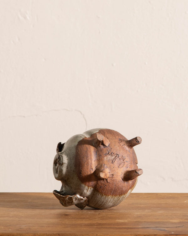 Studio Pottery Piggy Bank, Signed - Lone Fox