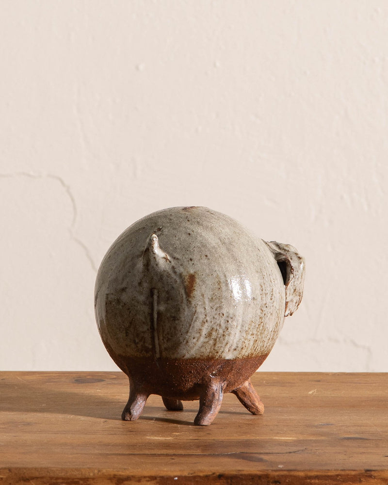 Studio Pottery Piggy Bank, Signed - Lone Fox