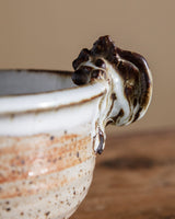 Studio Pottery Speckled Bowl w/ Abstract Handles, 1970's - Lone Fox