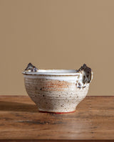 Studio Pottery Speckled Bowl w/ Abstract Handles, 1970's - Lone Fox