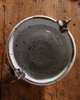 Studio Pottery Speckled Bowl w/ Abstract Handles, 1970's - Lone Fox