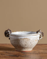 Studio Pottery Speckled Bowl w/ Abstract Handles, 1970's - Lone Fox