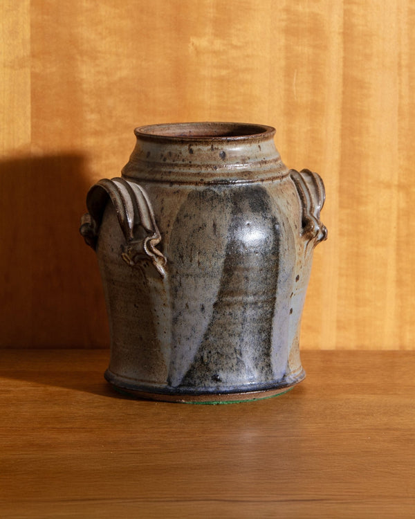 Studio Pottery Vase w/ Ribbon Handles - Lone Fox