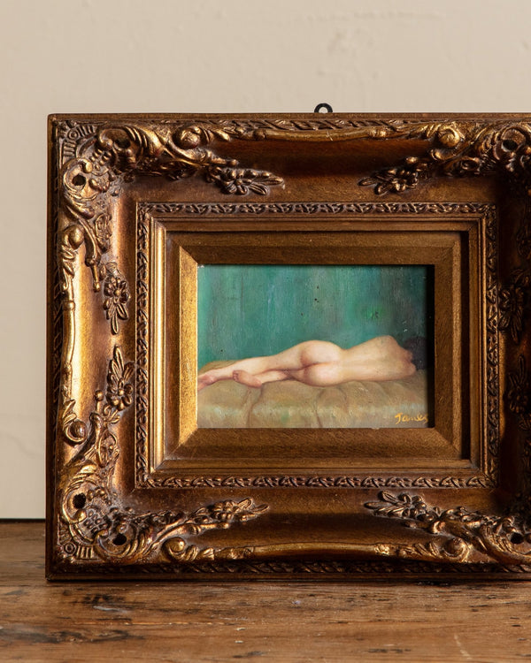 Stunning French Nude Oil Painting in Chunky Gilt Frame - Lone Fox