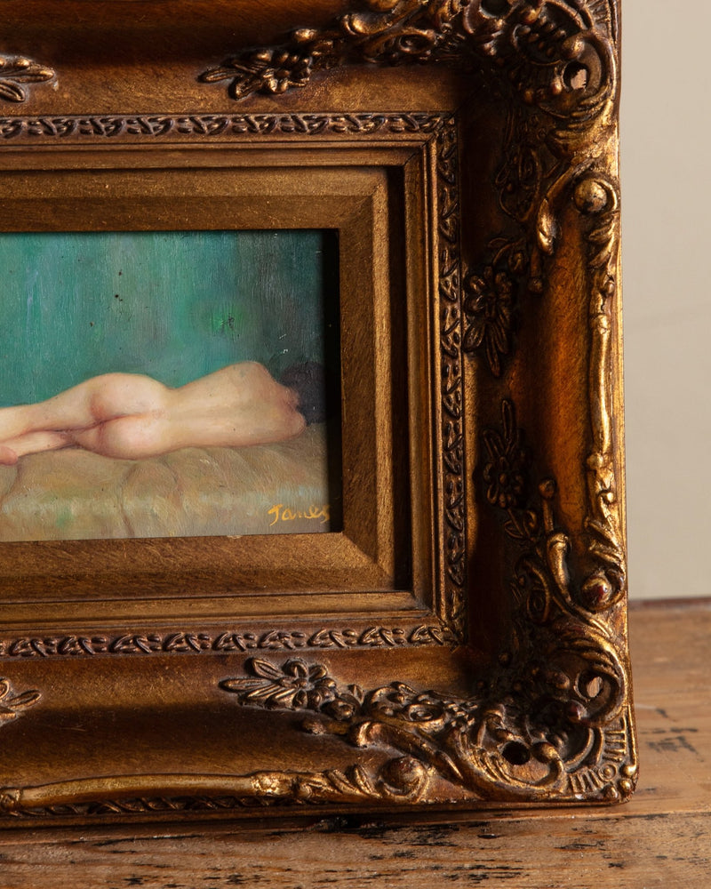Stunning French Nude Oil Painting in Chunky Gilt Frame - Lone Fox