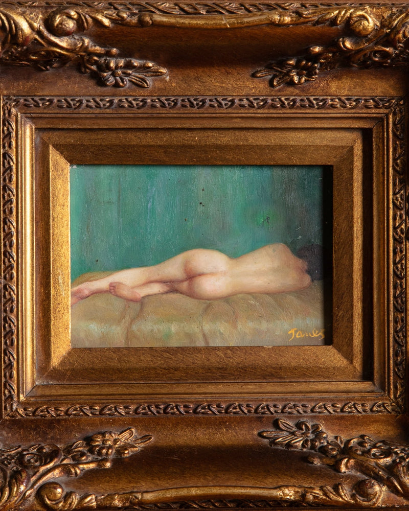 Stunning French Nude Oil Painting in Chunky Gilt Frame - Lone Fox