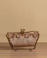 Suede and Scluptural Brass Magazine Rack by David Marshall, Spain, 1970's - Lone Fox