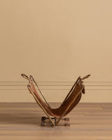 Suede and Scluptural Brass Magazine Rack by David Marshall, Spain, 1970's - Lone Fox