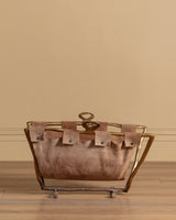 Suede and Scluptural Brass Magazine Rack by David Marshall, Spain, 1970's - Lone Fox