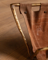 Suede and Scluptural Brass Magazine Rack by David Marshall, Spain, 1970's - Lone Fox