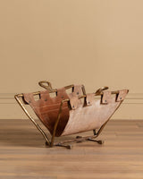 Suede and Scluptural Brass Magazine Rack by David Marshall, Spain, 1970's - Lone Fox