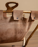 Suede and Scluptural Brass Magazine Rack by David Marshall, Spain, 1970's - Lone Fox