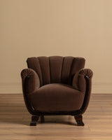 Swedish Art Deco Mohair & Wood Club Chair, Sweden, 1930s (2 Available) - Lone Fox