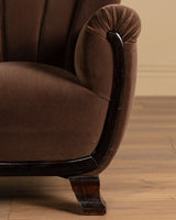 Swedish Art Deco Mohair & Wood Club Chair, Sweden, 1930s (2 Available) - Lone Fox