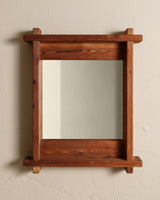 Swedish Brutalist Pine Wall Mirror, 1960's - Lone Fox
