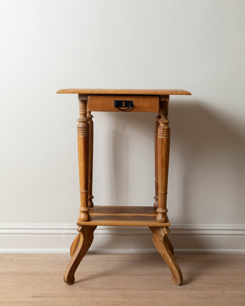 Swedish Oak Side Table w/ Drawer - Lone Fox