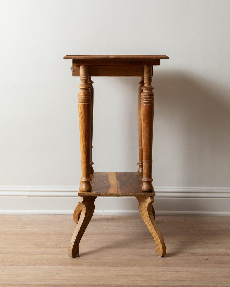 Swedish Oak Side Table w/ Drawer - Lone Fox