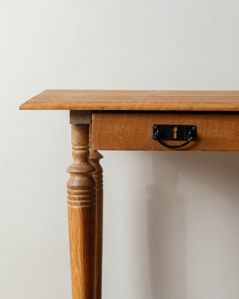 Swedish Oak Side Table w/ Drawer - Lone Fox