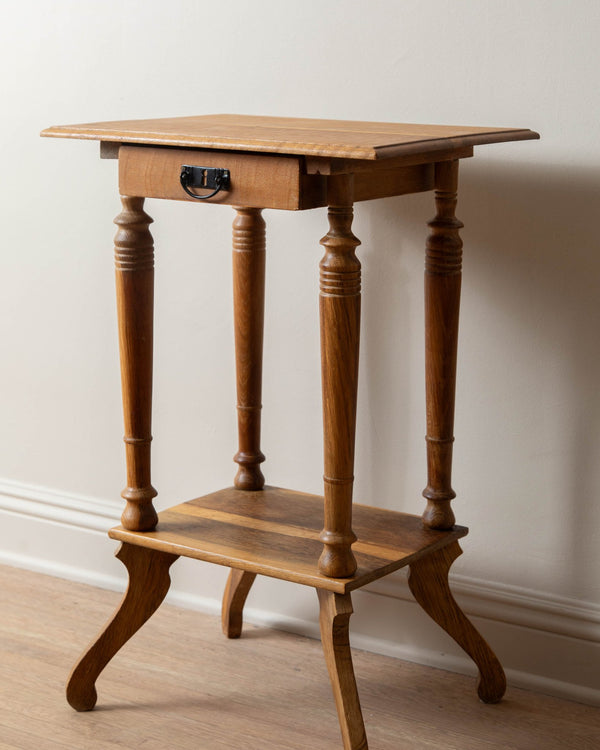 Swedish Oak Side Table w/ Drawer - Lone Fox