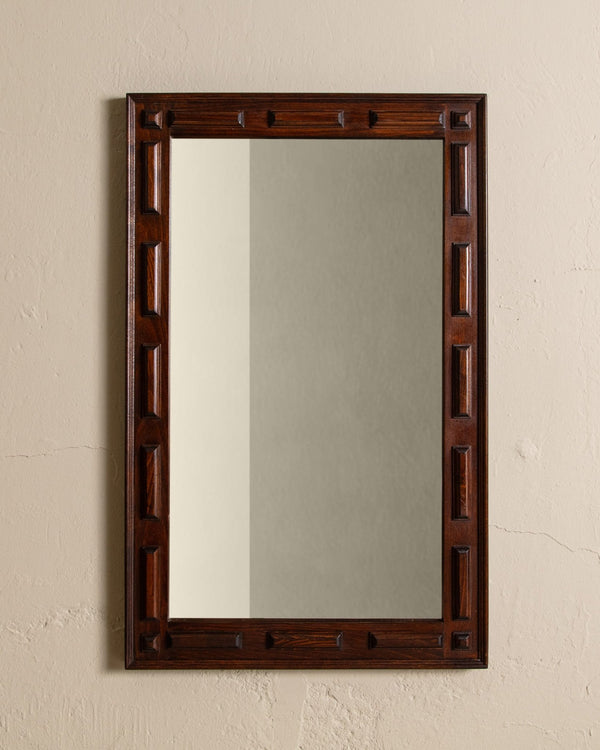 Swedish Pine Brutalist Wall Mirror, 1960's - Lone Fox