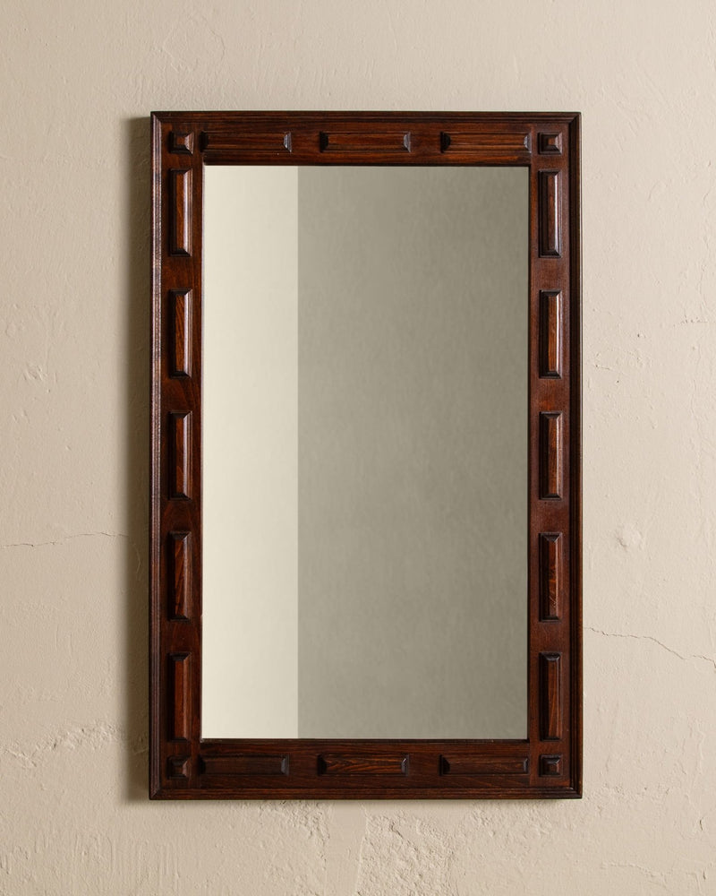 Swedish Pine Brutalist Wall Mirror, 1960's - Lone Fox