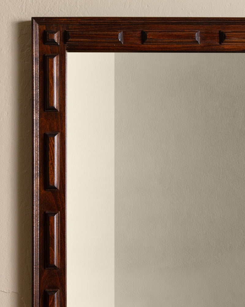 Swedish Pine Brutalist Wall Mirror, 1960's - Lone Fox