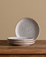 Swt of 4 Speckled Stoneware Dessert Plates, France, 1970s - Lone Fox