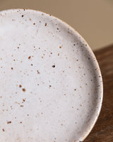 Swt of 4 Speckled Stoneware Dessert Plates, France, 1970s - Lone Fox
