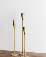 Tall Antique Gold Metal Taper Holders (Set of 3) - Lone Fox