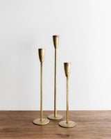 Tall Antique Gold Metal Taper Holders (Set of 3) - Lone Fox