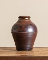 Tall Burgundy Studio Pottery Jug Vase, Signed - Lone Fox