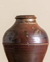 Tall Burgundy Studio Pottery Jug Vase, Signed - Lone Fox