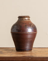 Tall Burgundy Studio Pottery Jug Vase, Signed - Lone Fox