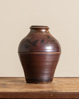 Tall Burgundy Studio Pottery Jug Vase, Signed - Lone Fox