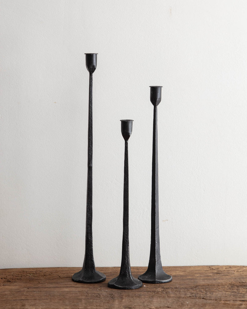 Tall Cast Iron Taper Candle Holders (Set of 3) - Lone Fox