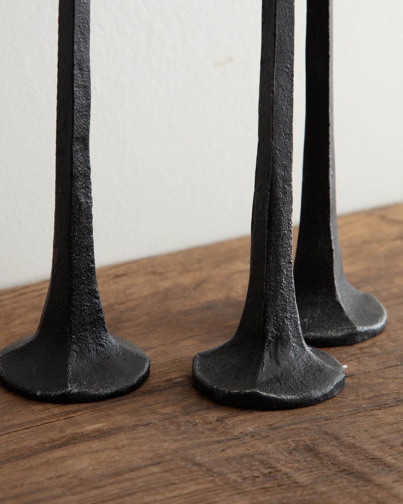 Tall Cast Iron Taper Candle Holders (Set of 3) - Lone Fox