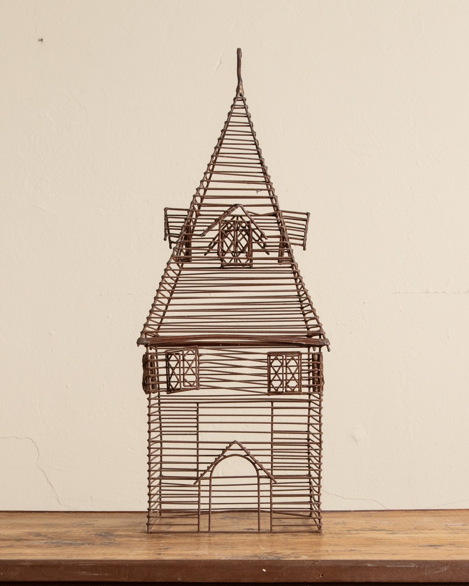 Tall Folk Art Metal Wire House w/ Hook - Lone Fox