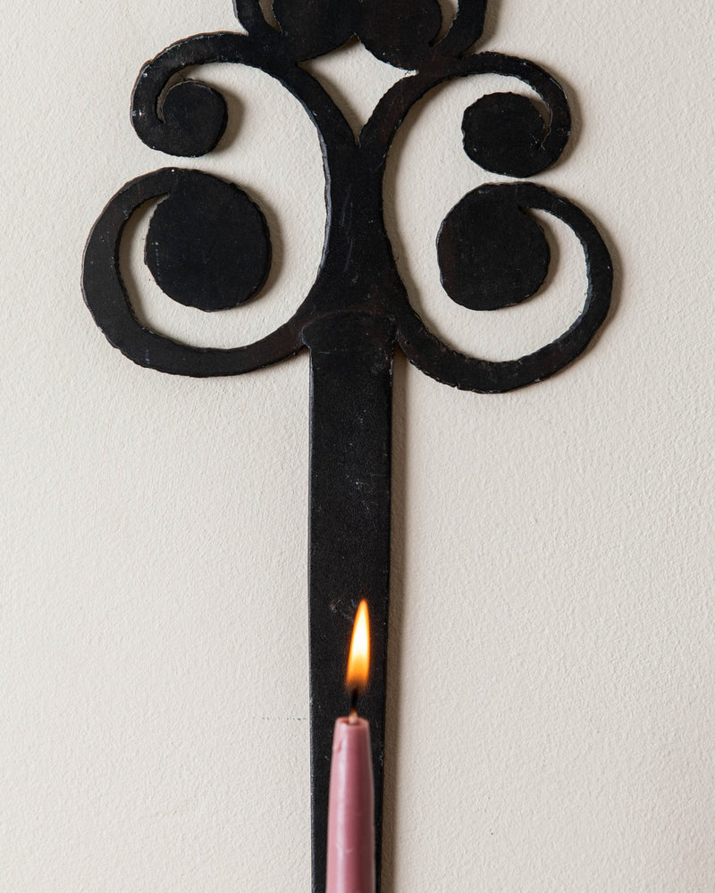 Tall Iron Torch Cut Candle Sconce - Lone Fox