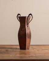Tall Scalloped Copper Vase w/ Handles - Lone Fox